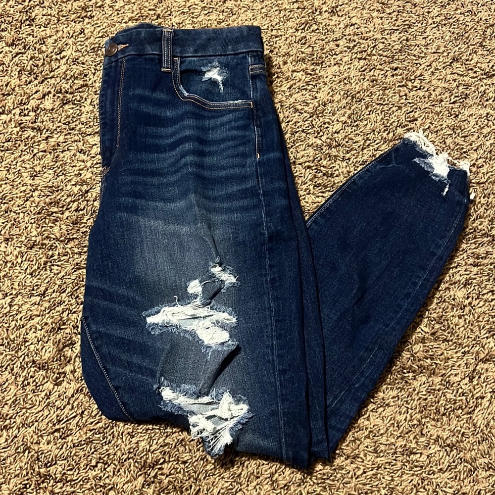 American eagle, curvy hi-rise jegging jeans, dark blue wash, size 14.